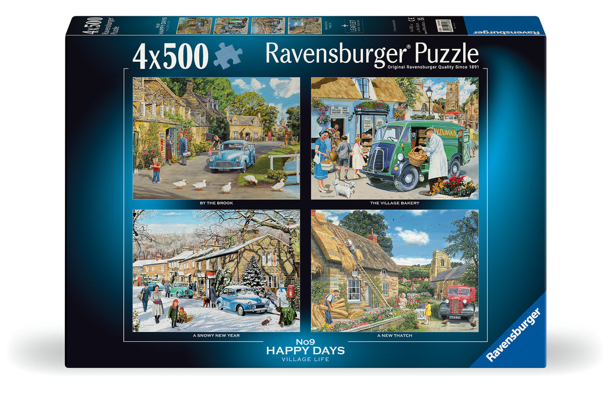Ravensburger - Happy Days: Village Life 4x500 pieces