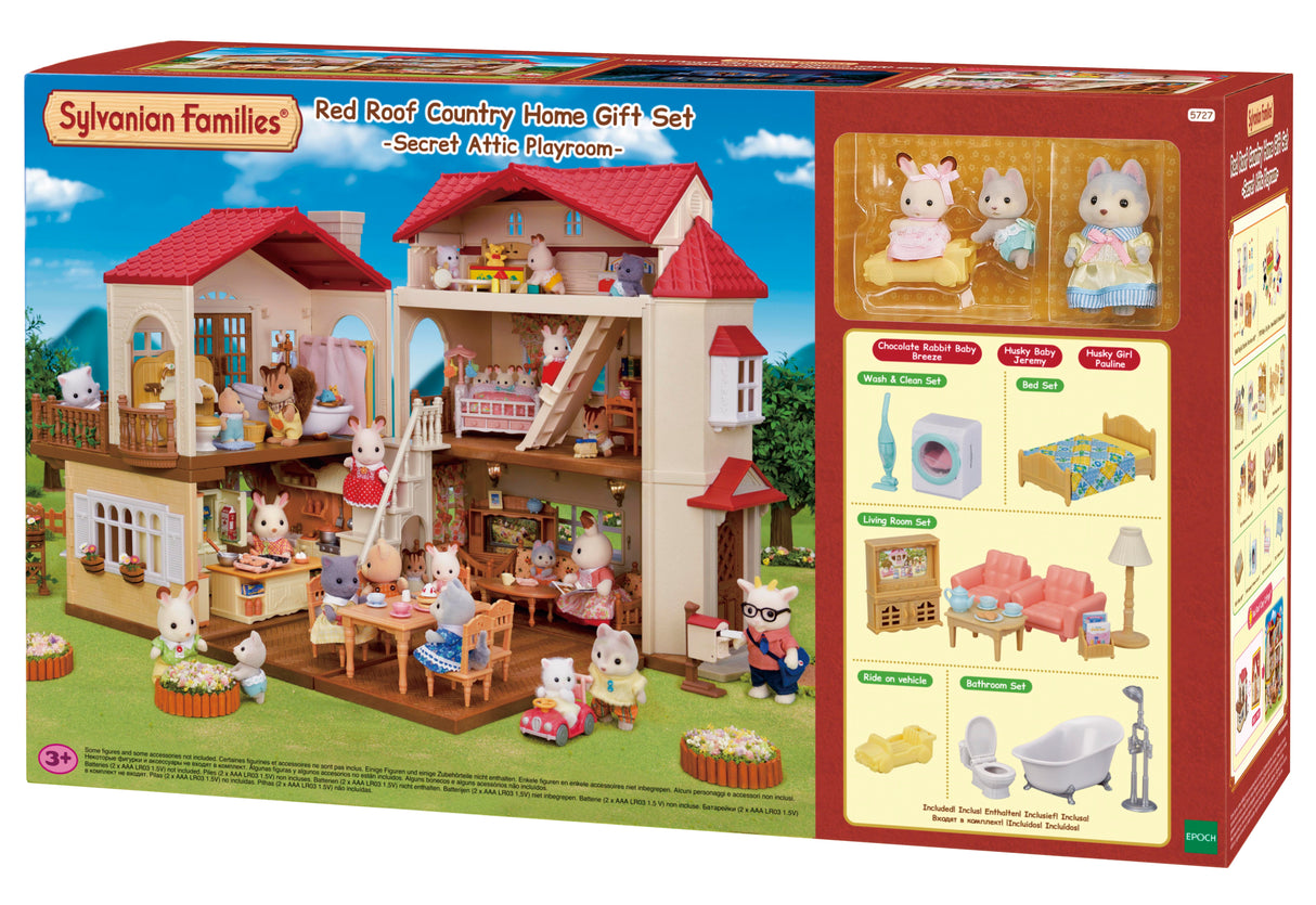 Sylvanian Families - Red Roof Country Home Gift Set-Secret Attic Playroom