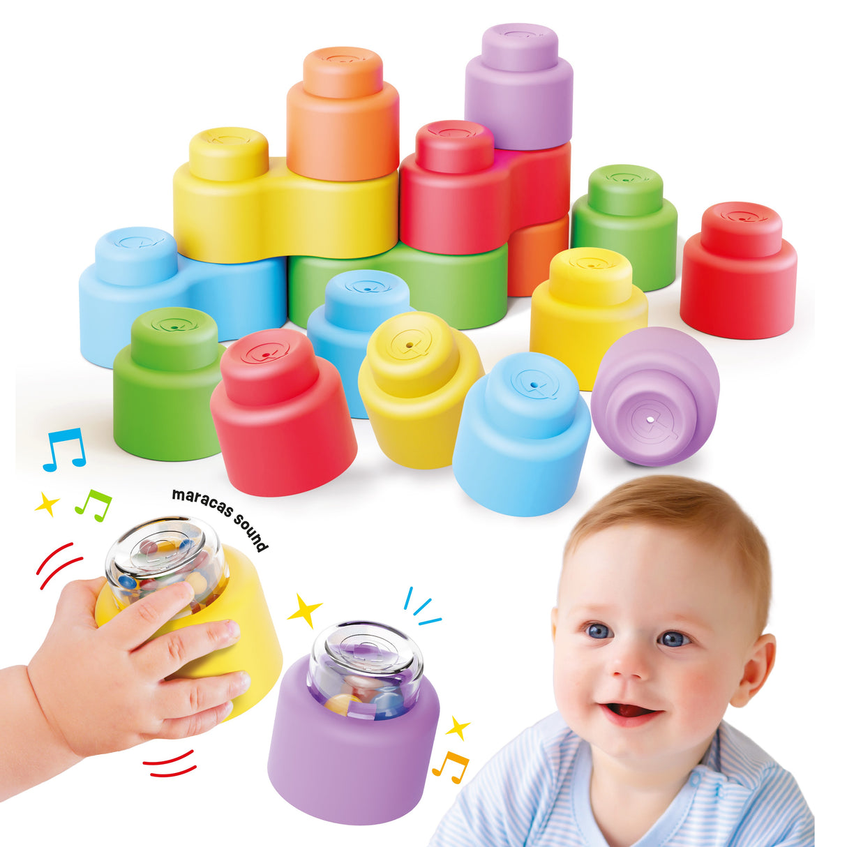 Quercetti - Momy Soft Happy Sound Blocks 18 Pieces