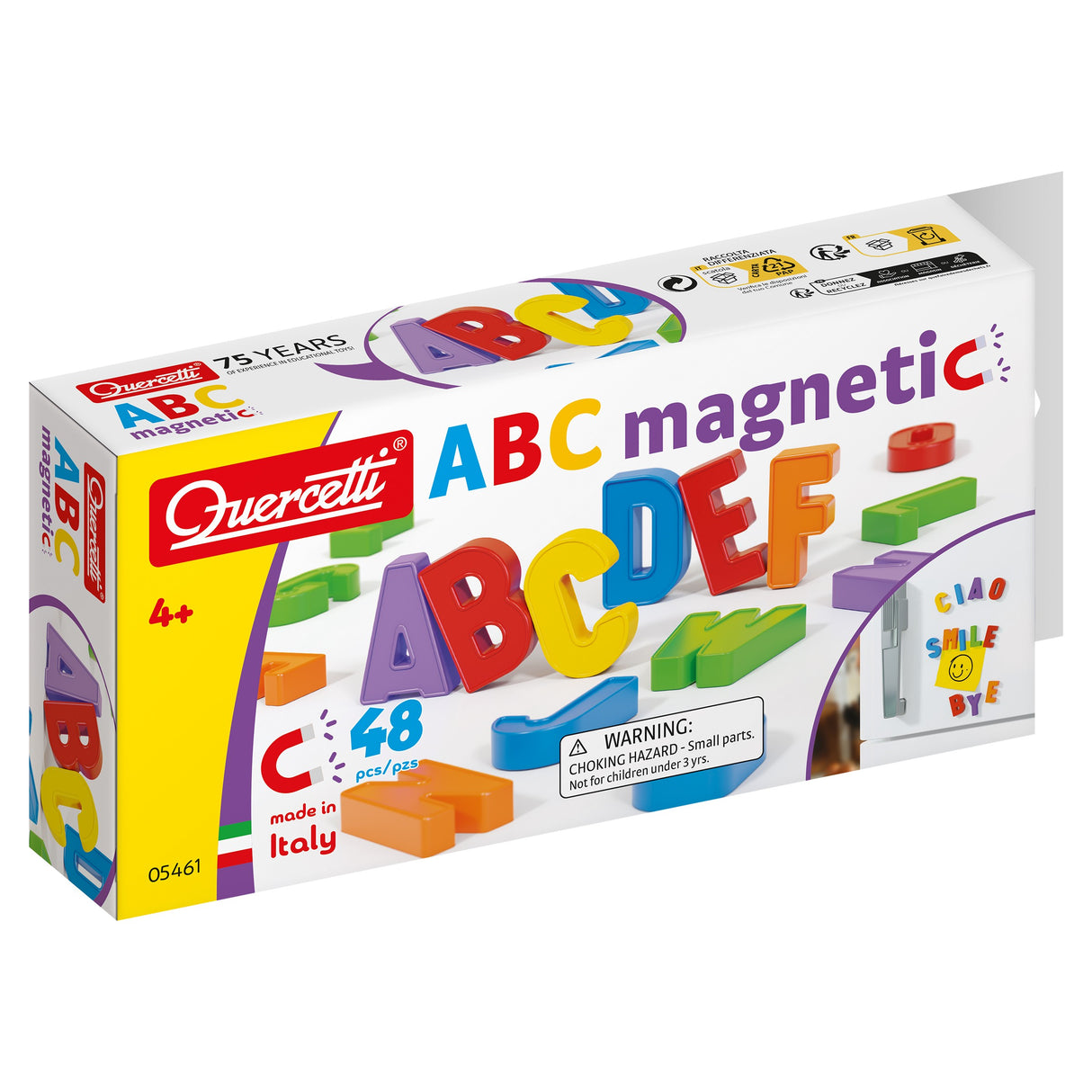 Quercetti - Magnetic Ridged Uppercase Letters 48 Pieces