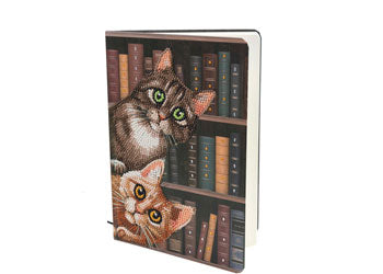 CrystalArt - Cats in the Library Notebook 18x26cm - Modern Brands Australia