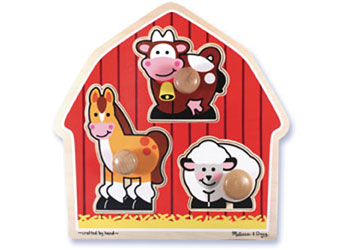 M&D - Barn Animals Knob Puzzle - 3pc - Modern Brands Australia