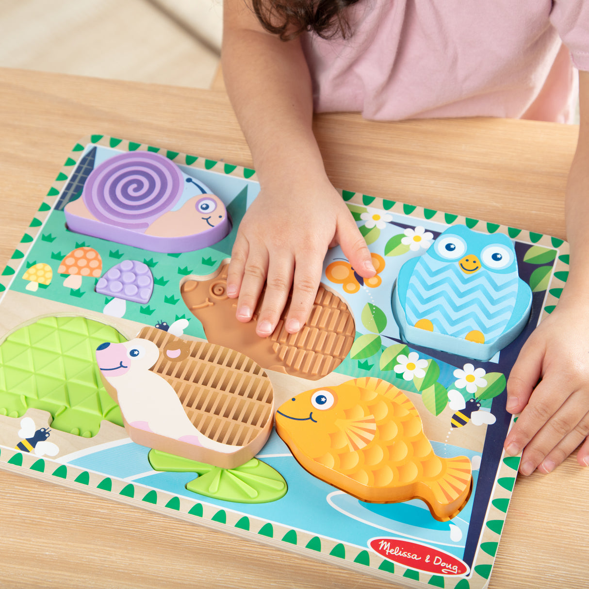 Melissa & Doug - Wooden Touch & Feel Puzzle - Forest Friends