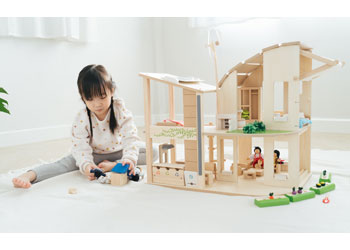 PlanToys - GREEN DOLLHOUSE WITH FURNITURE - Modern Brands Australia