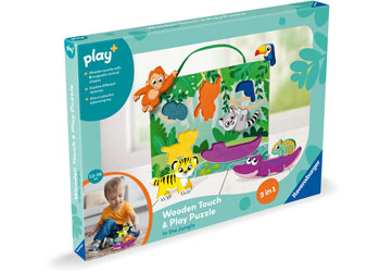 Play+ Wooden Touch & Play Puzzle: In the Jungle - Modern Brands Australia