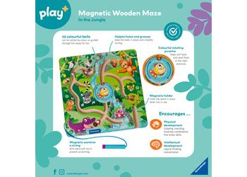 Play+ Magnetic Wooden Maze: In the Jungle - Modern Brands Australia