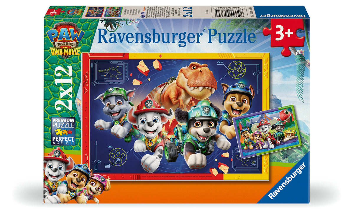 Ravensburger - Paw Patrol 3 Dino Movie Puzzle 2x12 pieces