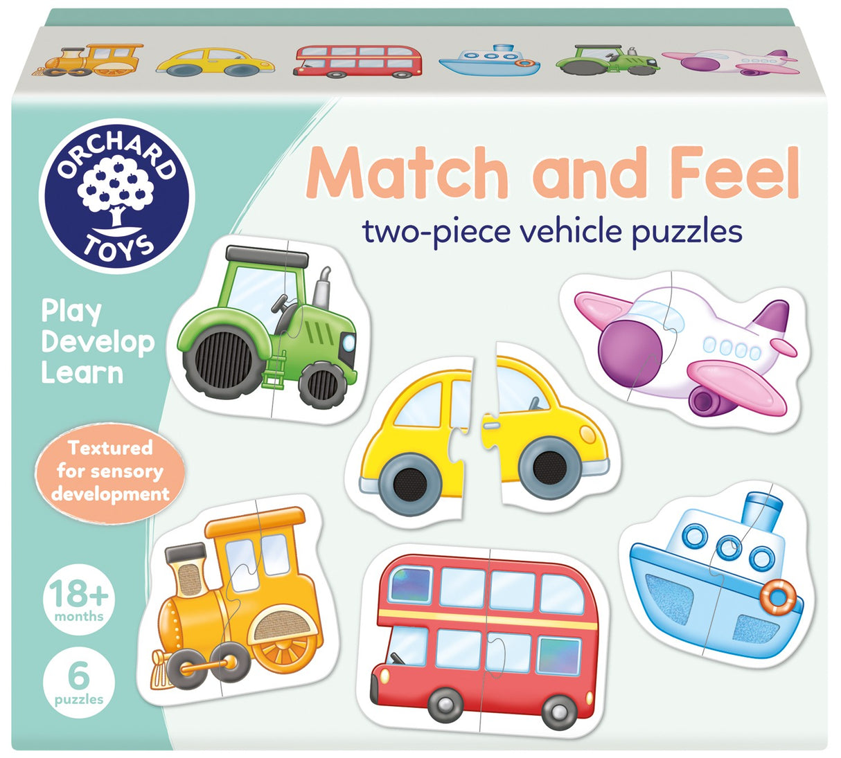 Orchard Toys - Match & Feel Vehicle 2 Pieces Puzzles
