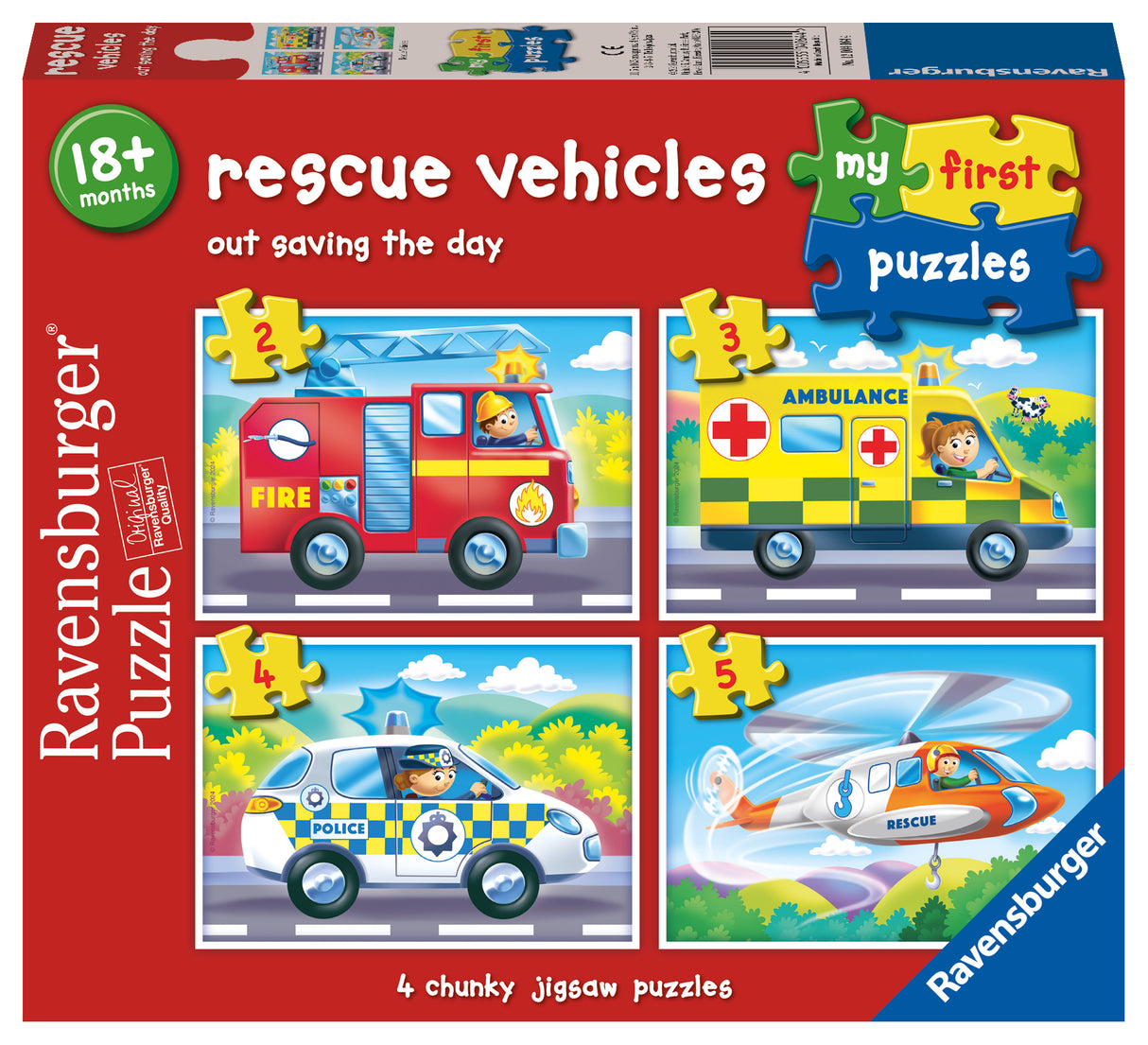 Ravensburger - Rescue Vehicles My First Puzzle 2/3/4/5 Pieces