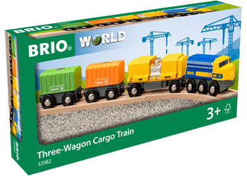 BRIO - Three-Wagon Cargo Train 7 pieces - Modern Brands Australia
