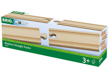 BRIO - Medium Straight Tracks 4 pieces - Modern Brands Australia