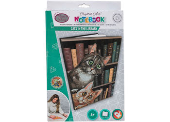 CrystalArt - Cats in the Library Notebook 18x26cm - Modern Brands Australia