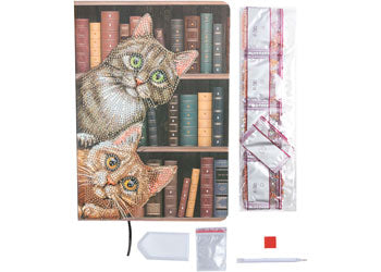 CrystalArt - Cats in the Library Notebook 18x26cm - Modern Brands Australia