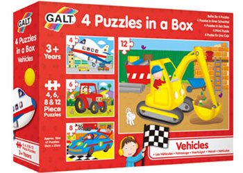 Galt - 4 Puzzles In A Box - Vehicles - Modern Brands Australia