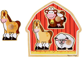 M&D - Barn Animals Knob Puzzle - 3pc - Modern Brands Australia