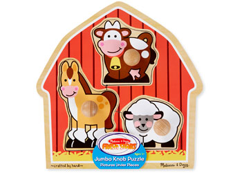 M&D - Barn Animals Knob Puzzle - 3pc - Modern Brands Australia