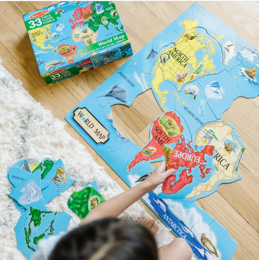 Melissa & Doug  - World Map Floor Puzzle  - 33 Pieces - Modern Brands Australia