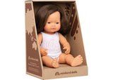 Miniland - Baby Doll - Caucasian Brunette Girl 38cm - Modern Brands Australia