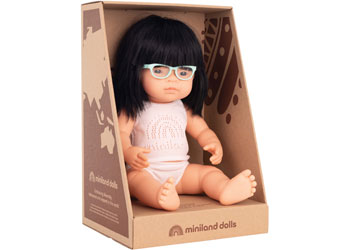 Miniland - Baby Doll - Asian Girl with Glasses 38cm - Modern Brands Australia