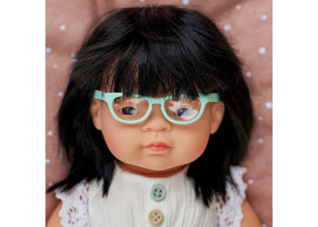 Miniland - Baby Doll - Asian Girl with Glasses 38cm - Modern Brands Australia