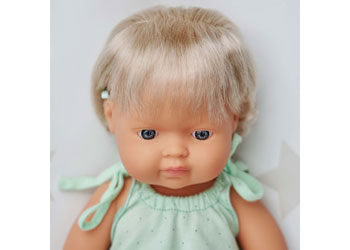 Miniland - Baby Doll - Caucasian Girl with Hearing Aid 38cm - Modern Brands Australia