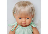 Miniland - Baby Doll - Caucasian Girl with Hearing Aid 38cm - Modern Brands Australia