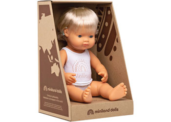Miniland - Baby Doll - Caucasian Girl with Hearing Aid 38cm - Modern Brands Australia