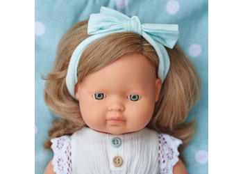 Miniland - Baby Doll - Caucasian Dark Blonde Girl 38cm - Modern Brands Australia