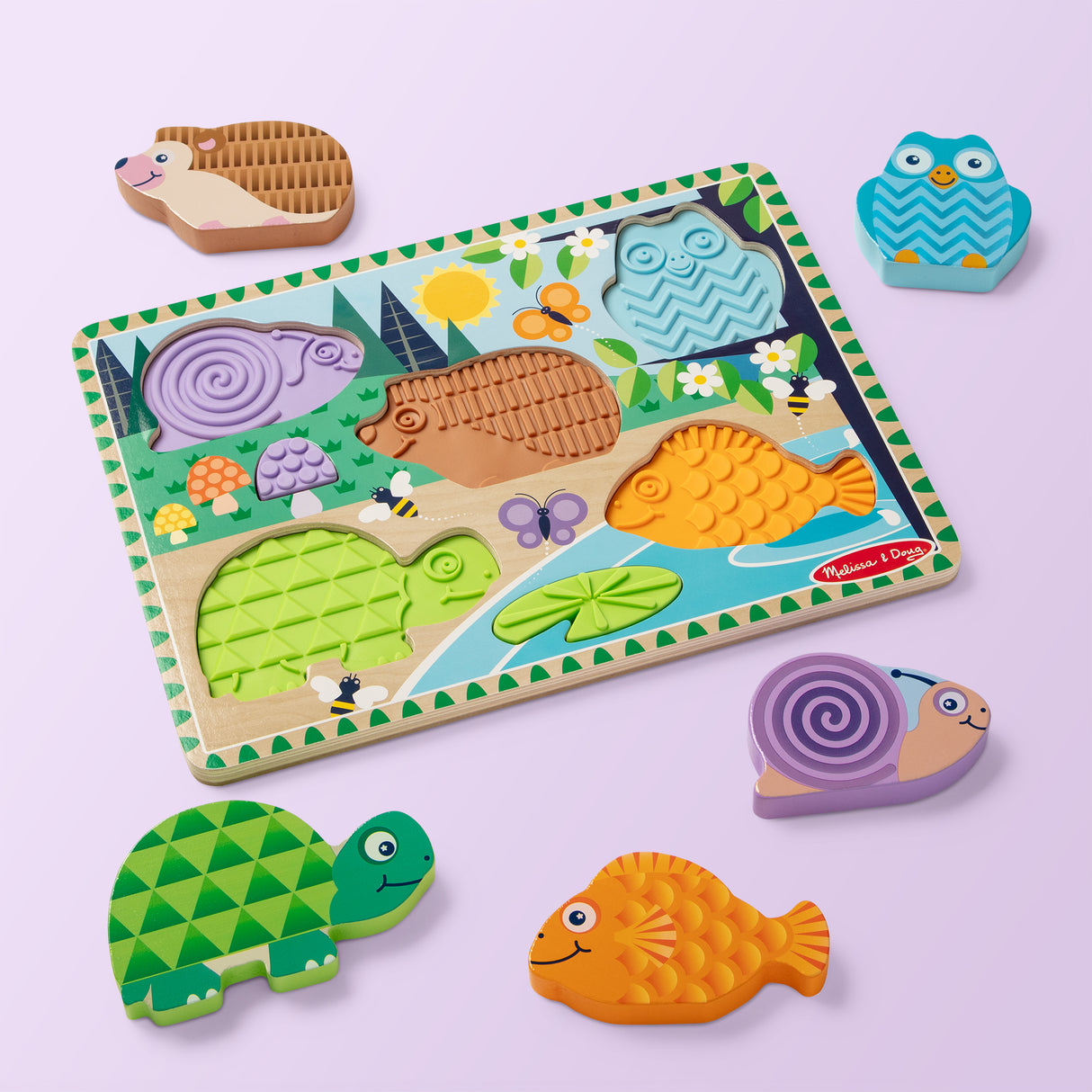 Melissa & Doug - Wooden Touch & Feel Puzzle - Forest Friends