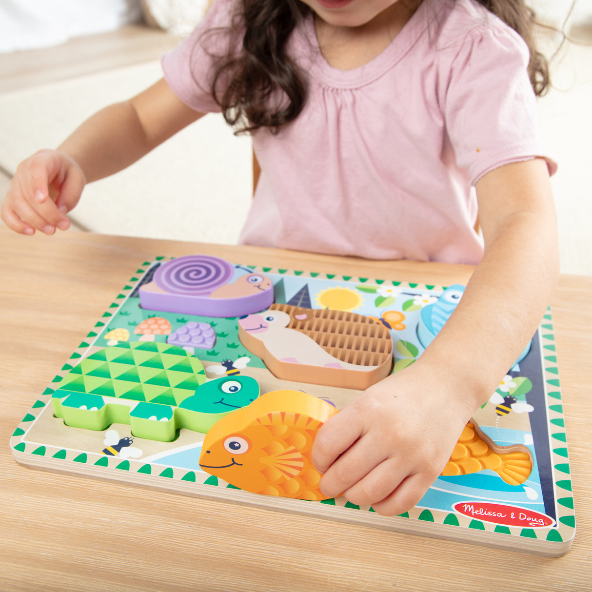 Melissa & Doug - Wooden Touch & Feel Puzzle - Forest Friends