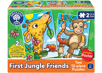 Orchard Jigsaw - First Jungle Friends 2 x 12 pc - Modern Brands Australia