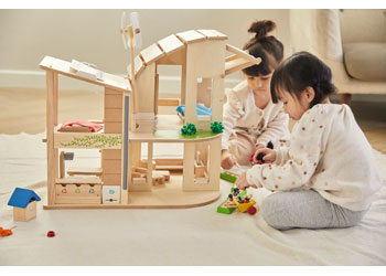 PlanToys - GREEN DOLLHOUSE WITH FURNITURE - Modern Brands Australia
