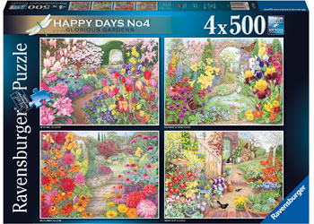 Ravensburger Happy Days No 4 Glorious Gardens 4X 4x500 Piece - Modern Brands Australia