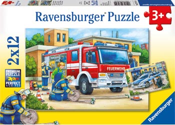 Ravensburger - Police And Firefighters Puzzle 2x12p - Modern Brands Australia