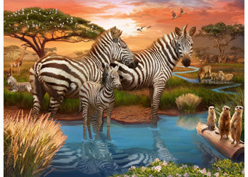 Rburg - Zebras at Waterhole 500p - Modern Brands Australia