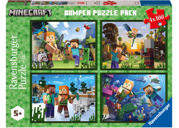 Ravensburger Minecraft Bumper Pack Puzzle 4x100 Pieces - Modern Brands Australia