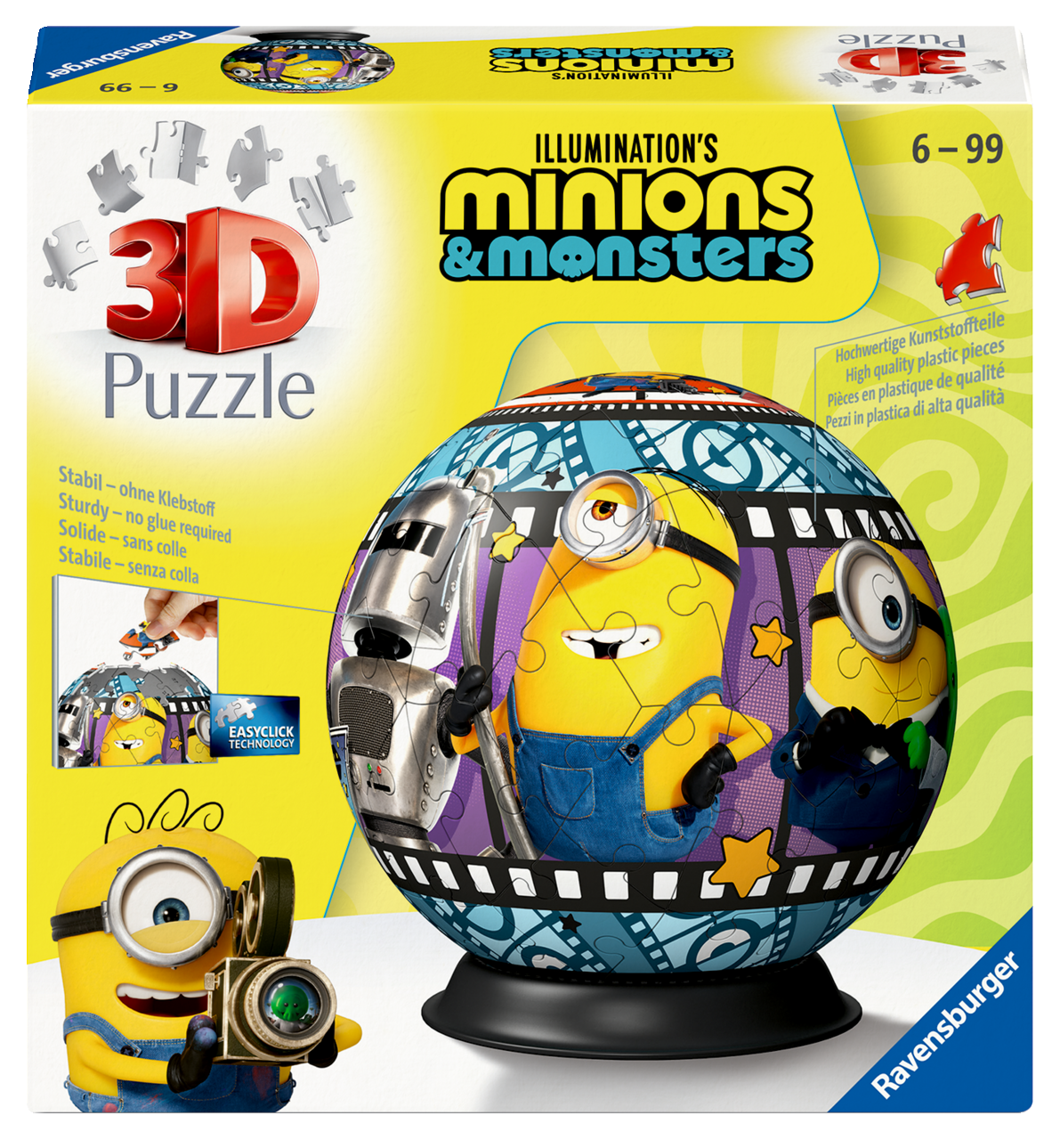 Ravensburger - 3D Puzzle-Ball Minions 3 72p 3D Puzzle 72 pieces