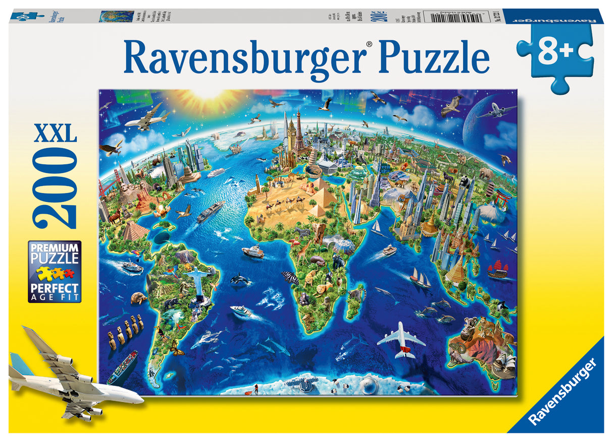 Ravensburger - World Landmarks Map Puzzle 200 Pieces