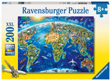 Ravensburger - World Landmarks Map Puzzle 200 Pieces