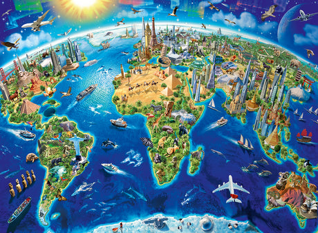 Ravensburger - World Landmarks Map Puzzle 200 Pieces