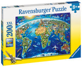 Ravensburger - World Landmarks Map Puzzle 200 Pieces
