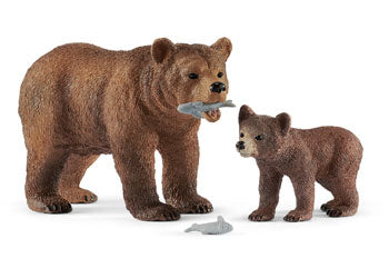 Schleich - Grizzly Bear Mother with Cub - Modern Brands Australia